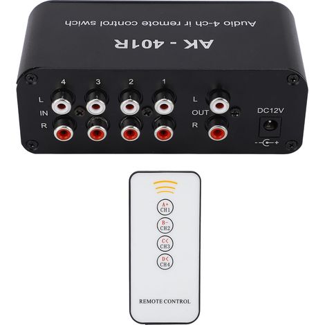 Sélecteur Audio 1 Entrée 4 Sorties DC 12V RCA Répartiteur de Signal avec Télécommande (1/5)