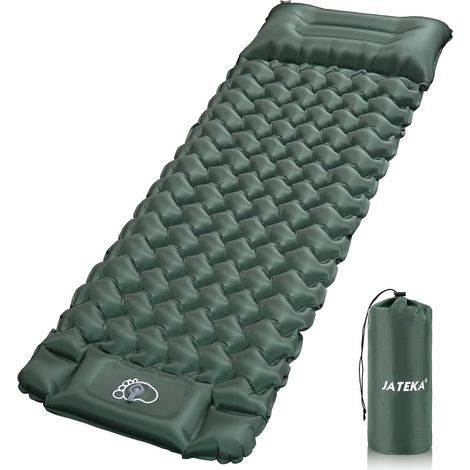 aufblasbare Matratze mit Fußpumpe, wasserdichtes 50D-Nylon, integriertes Kissen, für Camping und Wandern (1/5)
