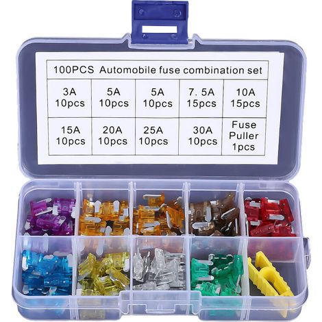 100 PCS 12V-32V Basse Profil Fusibles Mécaniques de Voiture pour Véhicule Auto Moto Bateau Camion, Assortiment Voiture Fusible à Lame Small, 3A -30A