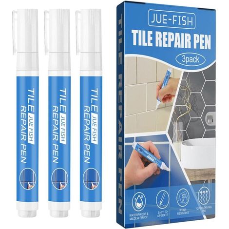 Stylo de blanchiment - 3 pièces Stylo à coulis marqueur de Peinture pour carrelage Blanc - Le Gel de blanchiment des Taches de (1/5)