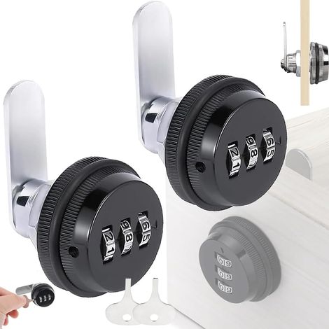 2 Pièce Cam Cabinet Code Lock,Serrure à Came à Combinaison,Serrure Codée D’armoires,Tiroir de sécurité Boîte aux Lettres,Serrure à Combinaison de Tiroir,pour Tiroir,offres à Outils,Casiers,etc(Noir) (1/5)