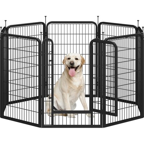 Homevive Parque para Perros 8 Paneles de 100 cm de Altura Barras de Conexión con Cabeza Redonda con un Único Pestillo Integrado Corralito para Perros Plegable para Casa y Jardín (1/5)