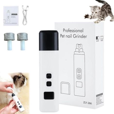 Coupe-ongles pour chien avec lumière - lime à ongles électrique pour chien - Coupe-ongles silencieux - Convient aux chiens, chats et autres animaux - Soin des ongles sûr et sans stress - Blanc - 12,5 