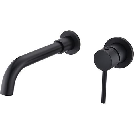 Wall Mounted Sink Faucet, Brass Bathroom Faucet Mixer Tap, Black (1/5)
