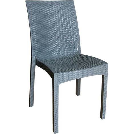 Sedia in plastica effetto rattan colore grigio cemento monoblocco per interno