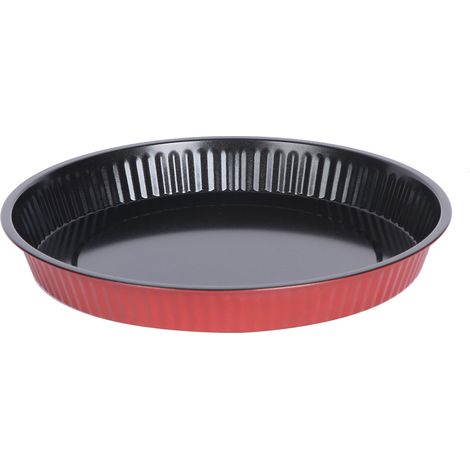 Juego de 2 moldes para pizza, molde para pastel de 25 cm de diámetro, acero, revestimiento antiadherente, negro