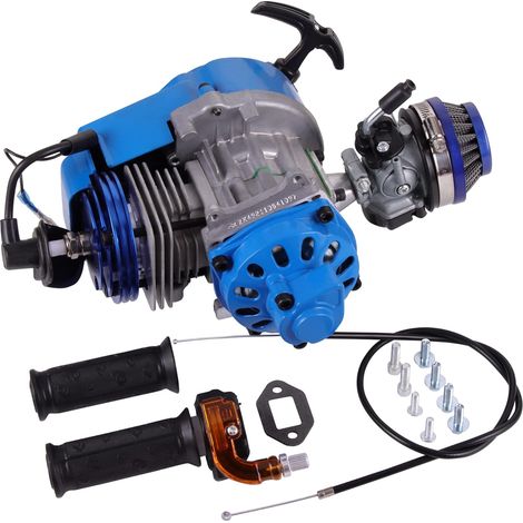 Blue 44-6 Large Bore Cylinder Modified Engine With Carburetor Recoil Pull Starter Handle Bar Throttle Cable Replacement for 2 Stroke 43cc 47cc 49cc ATV Mini Dirt Bike (1/5)