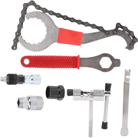 Kit de 7 outils polyvalents pour démontage du pignon de vélo, jeu de clés à chaîne, outil de réparation cycliste (élargisseur de pneu) (1/5)