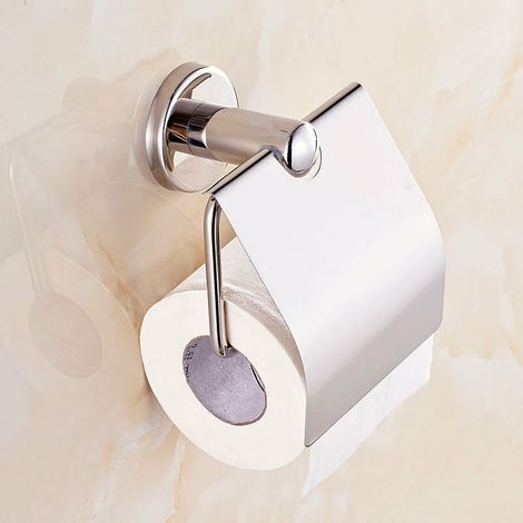 1 Porte-rouleau papier toilette, acier inoxydable brossé, fixation invisible, avec rabat, pour salle de bain (1/5)