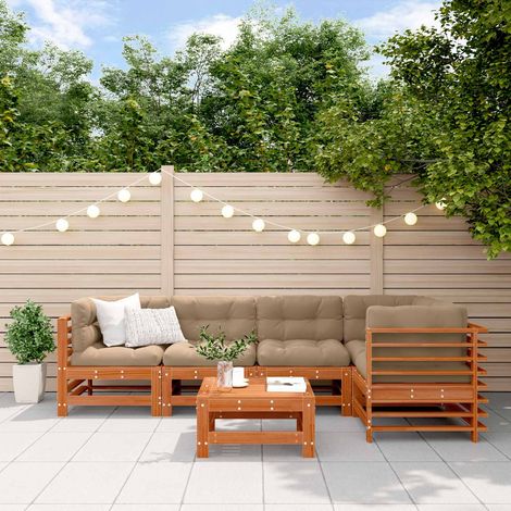Garten-Lounge-Set 6 pcs Wachsbraun Massives Kiefernholz (1/5)