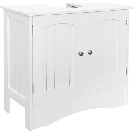 ML-Design Mobile Base per Lavabo con 2 Ante Sportelli Armadietto Arredo Bagno 60x30x60 cm Stile Country Armadio Sottolavandino Mobiletto a Terra Sottolavello Portaoggetti Multiuso in Legno MDF Bianco (1/5)