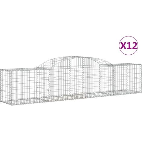 Paniers à gabions arqués 12 pcs  Mur en gabion 300x50x60/80 cm fer galvanisé