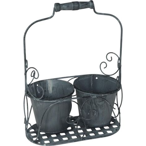 2 Decorative Basket Pot Holder - L15 x W30 x H30 cm - White