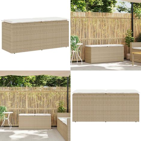 Panca da Giardino con Cuscino Beige 110x40x44 cm in Polyrattan - Cuscino da giardino - Rattan