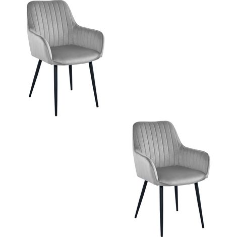 Sedia Solden - velluto grigio argento / gambe nere x 2 (1/5)