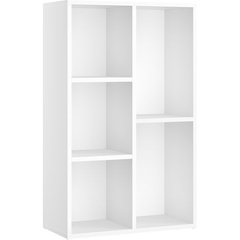 Vasagle – Bibliothèque cubique blanche 5 compartiments – Dimensions 24x50x80 cm – Panneau d’aggloméré E1 – Meuble de rangement pour salon et bureau