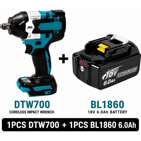 Makita DTW700 18V Akku-Schlagschrauber, Brushless, mit 1× Makita BL1860B 6,0Ah Akku