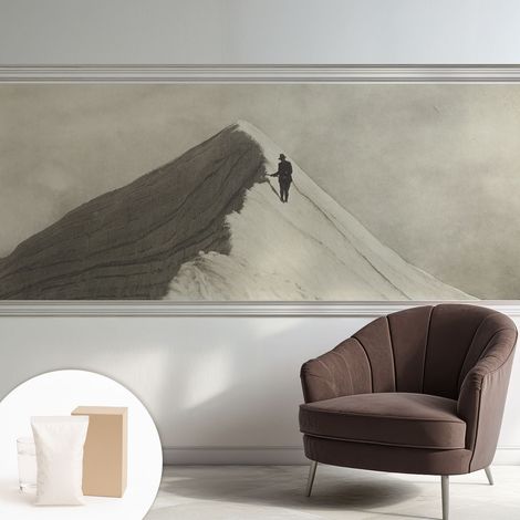 Papier peint intissé mural pour salon chambre à coucher tendance et originale - Colle incluse gratuite Alpiniste solitaire 250x104 cm (1/5)