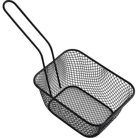 Frittierkorb, Snackeimer, Aufbewahrungskorb für frittiertes Hähnchen, Frittierkorb, Ölsieb, kreatives Geschirr, Behälter – J – Groß – Schwarz
