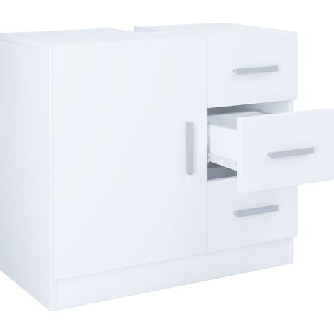 Mobile lavabo in legno VCM  Armadio bagno  Dimensioni: A. 56 x L. 63 x T. 30 cm  1 Porta di tornitura  3 Cassetti  Mobili da bagno moderni – Zalo XL (Bianco)