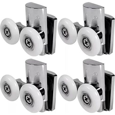 Roulettes de Porte de Douche - - Modèle 23 mm - Lot de 4 - Zinc - Roues en Nylon