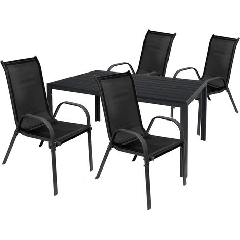 Gartengarnitur 5-teilig 150x80cm Anthrazit/schwarz/Anthrazit Non-Wood-MMC372231+4xMMC330880 (1/5)