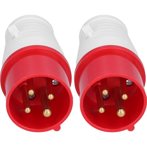 Lot de 2 prises industrielles triphasées à 4 broches, étanches, circulaires, 3P+T, IP44, 380 V/415 V, 16 A (1/5)