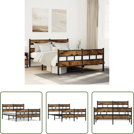 vidaXL Estructura de cama sin colchón metal roble ahumado 150x200 cm (1/5)