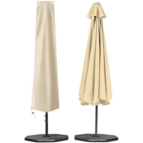 Sonnenschirmabdeckung, doppelwandige, wasserdichte, UV-beständige robuste Schutzhülle aus 210D Oxford-Gewebe für Sonnenschirme mit Reißverschluss (190×30×50cm, Beige) GrooFoo (1/5)