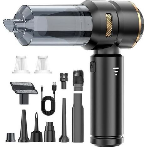 Aspirateur à Main 4en1,22000Pa Aspirateur à Main sans Fil,3 Vitesses Mini Aspirateur de Voiture avec Moteur sans Balais,Souffleur de Poussière,d'air Comprimé,6000mAh,pour Bureau,Maison (1/5)