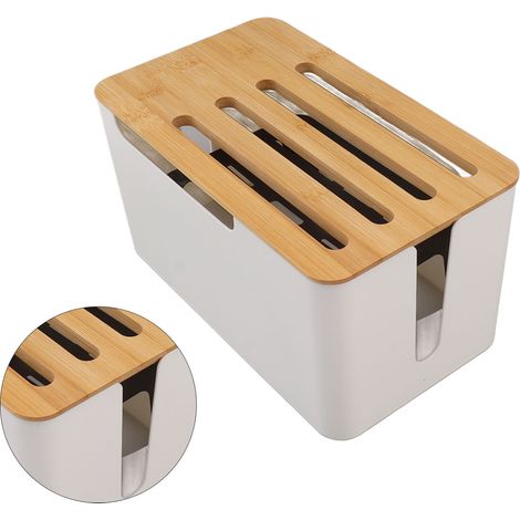 Boîte de rangement de routeur, grand espace, multi-trous, couverture en bambou, organisateur WiFi domestique (1/5)