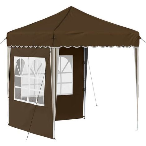 Tente de réception portable marron, dimensions : 195 x 195 x 245 cm, tissu Oxford. (1/5)