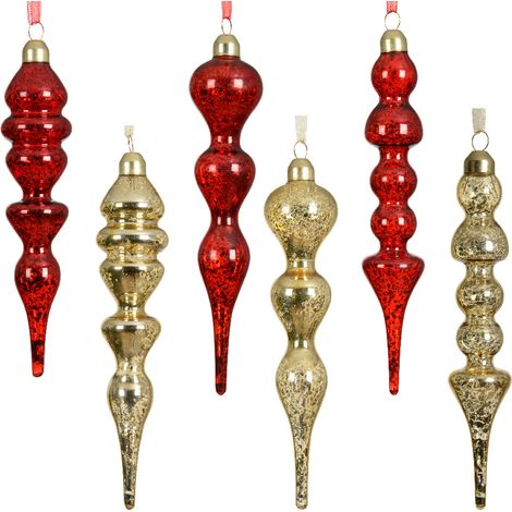 Decorazione natalizia appendibile Rosso/Oro lucido modello assortito H18cm