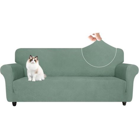 Housse Canapé 3 Places avec Accoudoirs, Universelle Hiver Sofa Cover, Antidérapante Housses de Canapé, Vert Clair (1/5)