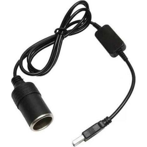 Adaptateur USB A mâle de 5 V à femelle de 12 V pour allumeur de cigarette - pour caméra de tableau, DVR, GPS (moins de 10 W) - 100 cm (1/5)