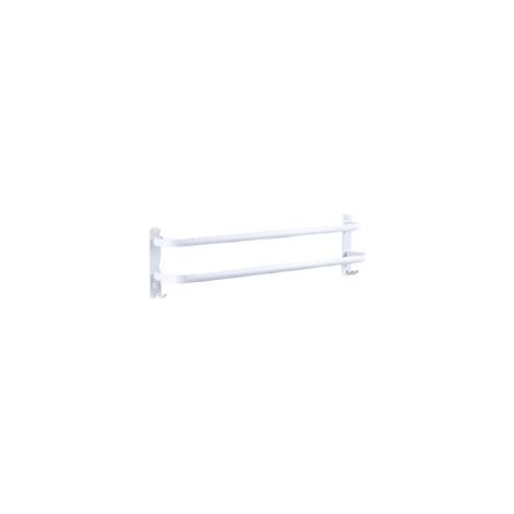 Toallero de baño, no requiere perforación, toallero de pared blanco con 2 ganchos, barra para toallas de aluminio, barra para toallas de cocina blanca, 2 niveles, 50 cm - Crezuo