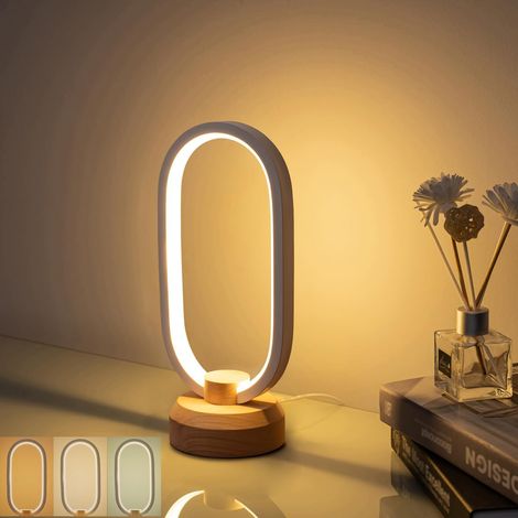 Petite LED Lampe de Table - Ovale Lampe de Chevet Chambre,Lampes de Bureau Moderne et Créative Avec 3 températures de couleur,Dimmable Lampe de Lecture pour Salon/Côté Lit/Enfants/Adulte (1/5)