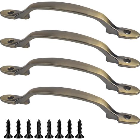 Lot de 4 poignées de porte en D pour portails en bois, adaptées pour salle de bain, grange, abri de jardin, armoire (couleur rétro) (1/5)