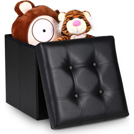 Pouf Avec Rangement Noir pour salon ou chambres. Simili (1/4)