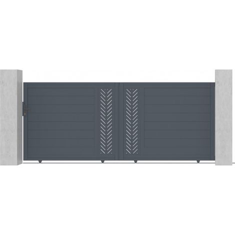 Portail coulissant aluminium 350x142 cm anthracite avec accessoires (1/5)