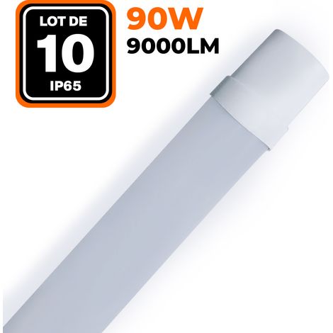 Europalamp – Lot de 10 réglettes LED 90W 9000LM 150CM étanche IP65 – Éclairage 6500K pour chantiers humides – Installation facile avec vis incluses (1/4)