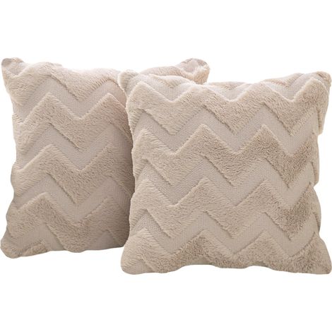 Lot de 2 housses de coussin, 45x45 cm, fermeture éclair invisible, tissu doux, pour canapé, lit, voiture (1/5)