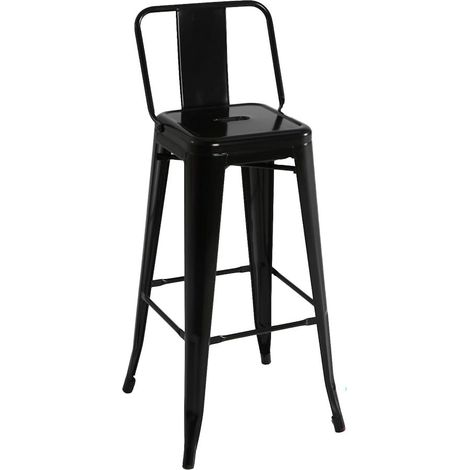 Taburete metal negro pack 4 unidades