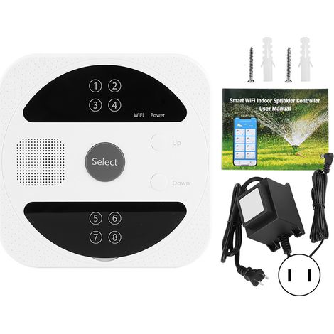 Programmeur d'arrosage intelligent WiFi 8 zones, contrôleur d'irrigation automatique pour jardin et pelouse, plastique durable, plug US 120V, facile à installer (1/5)