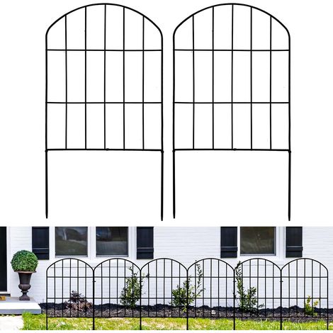Lot de 10 clôtures de jardin, 3 m (L) x 61 cm (H), panneaux de clôture sans creuser les animaux,clôture décorative en fil métallique antirouille clôture (1/5)
