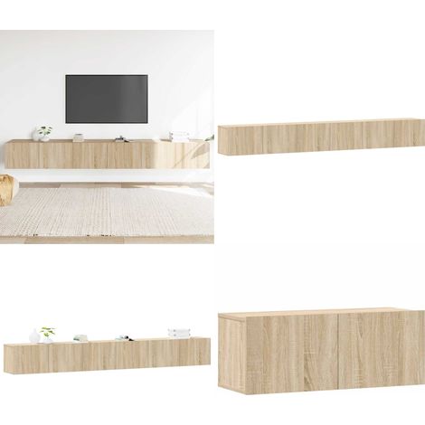 Ensemble de meubles TV 3 pcs Chêne sonoma Bois d'ingénierie - Meuble Tv - Meuble Téléviseur - Étagère Murale - Rangement Tv - Décoration Salon - Home & Living (1/5)