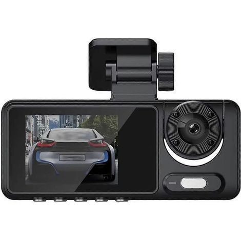Caméra embarquée HD 1080p WiFi avec écran IPS 2 pouces, triple objectif, enregistreur vidéo avant, arrière et intérieur pour la surveillance du stationnement. (1/5)