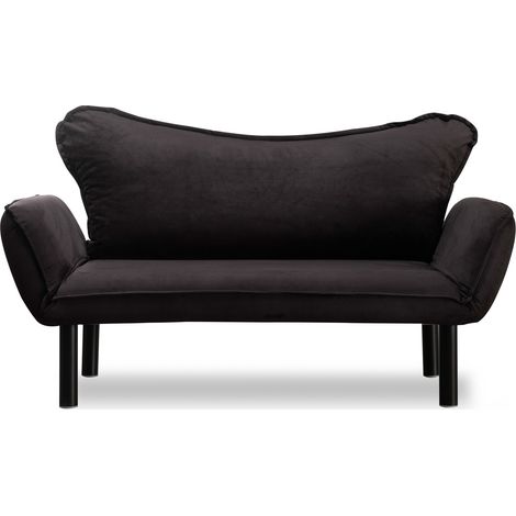 Canapé convertible 2 places tissu noir Kalos 140cm (1/5)