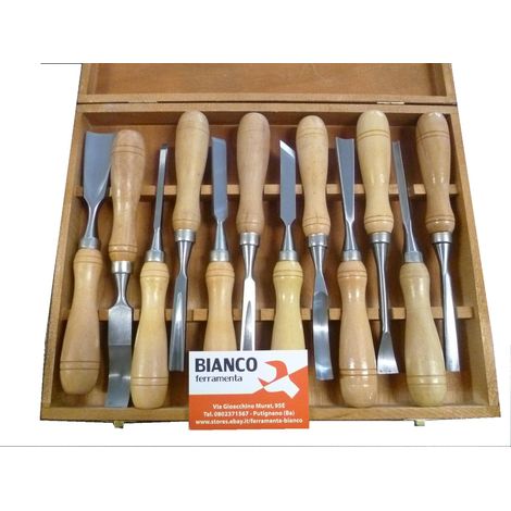 SGORBIE  PER LEGNO 12PZ - per intaglio - UTENSILI LEGNO - SCALPELLI DA INTARSIO