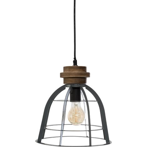 Suspension grise en metal brossé - D. 25 x H. 24,5 cm -PEGANE- (1/2)